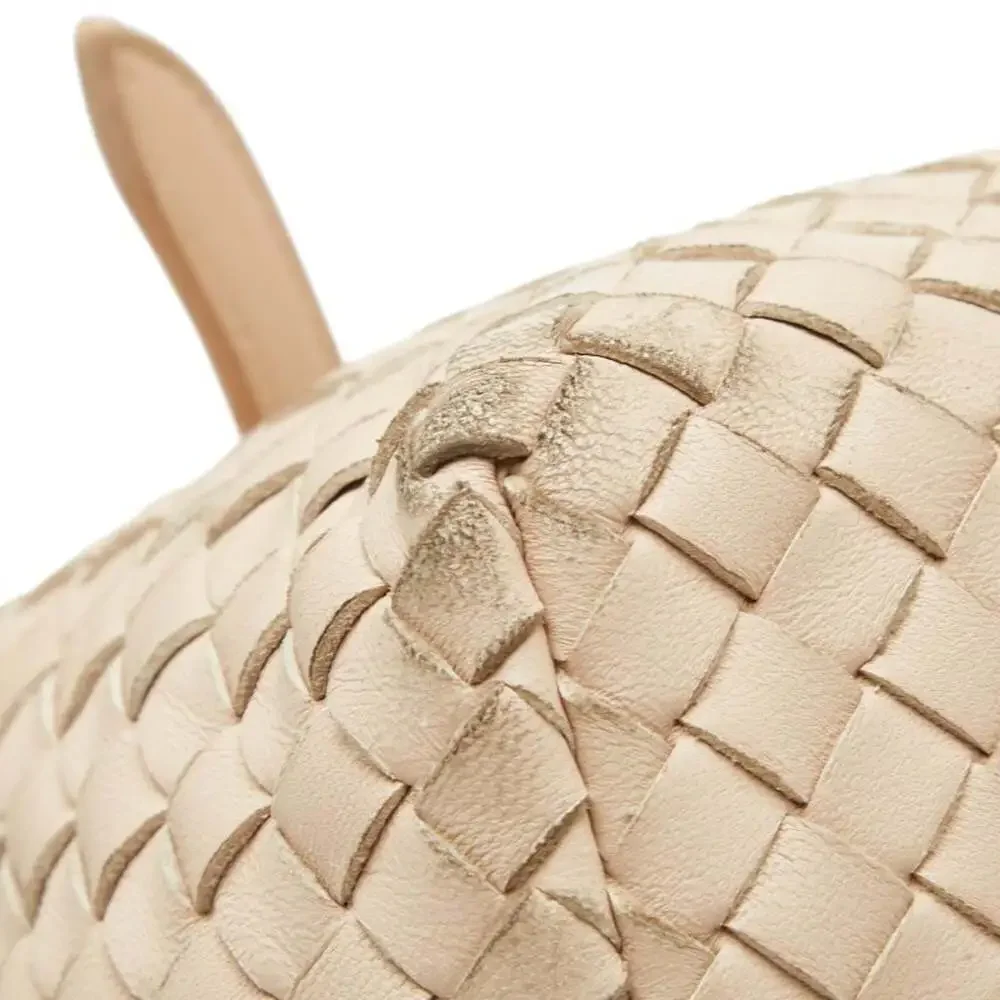 BOTTEGA VENETA Cream Leather Intrecciato Tote Bag